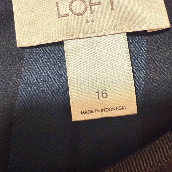 Ann Taylor Loft blue green black plaid tartan sleeveless dress size 16 - Picture 7 of 11